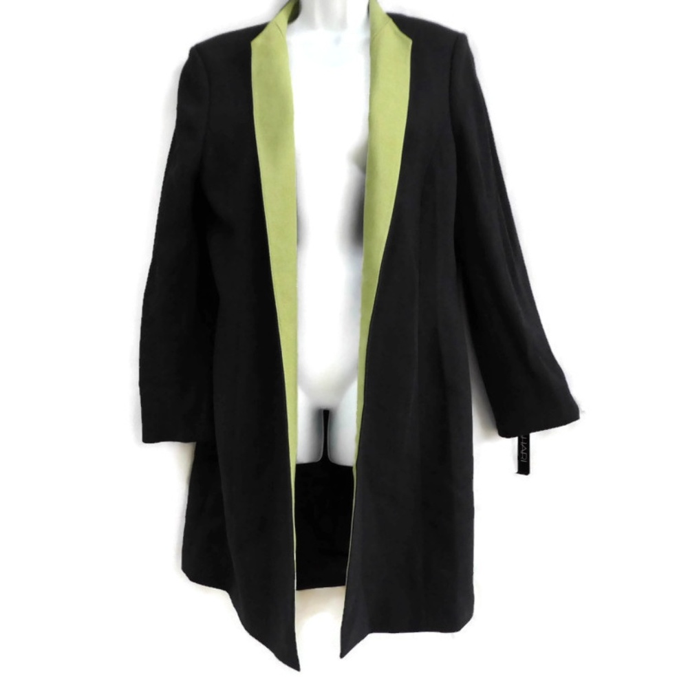NEW Tahari Coat Blazer Long Plus NOS 14 Vintage Charcoal Lime Plus 14 - Picture 1 of 7